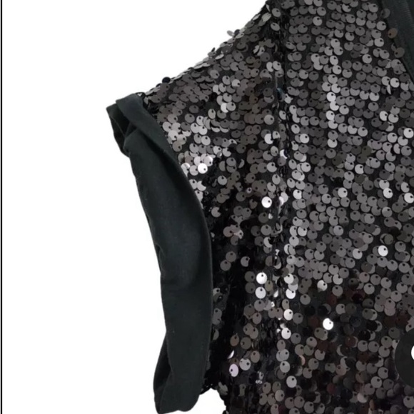 SEE By CHLOE Sequin Mini Dress Black sh sleeve Swifty Prom luxury designer sz4 - Picture 6 of 11